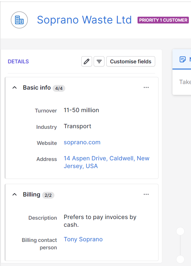 data fields in Pipedrive