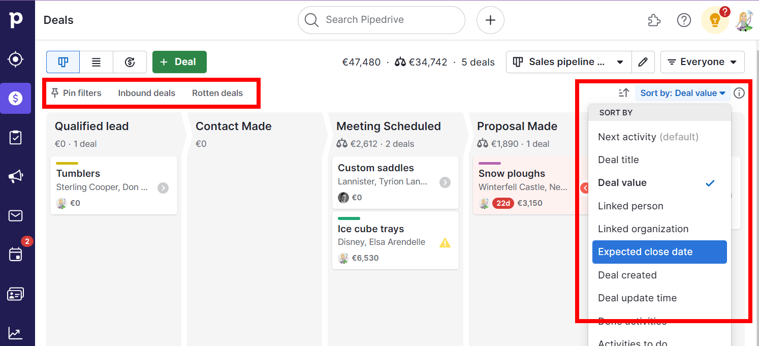 pipeline view Pipedrive